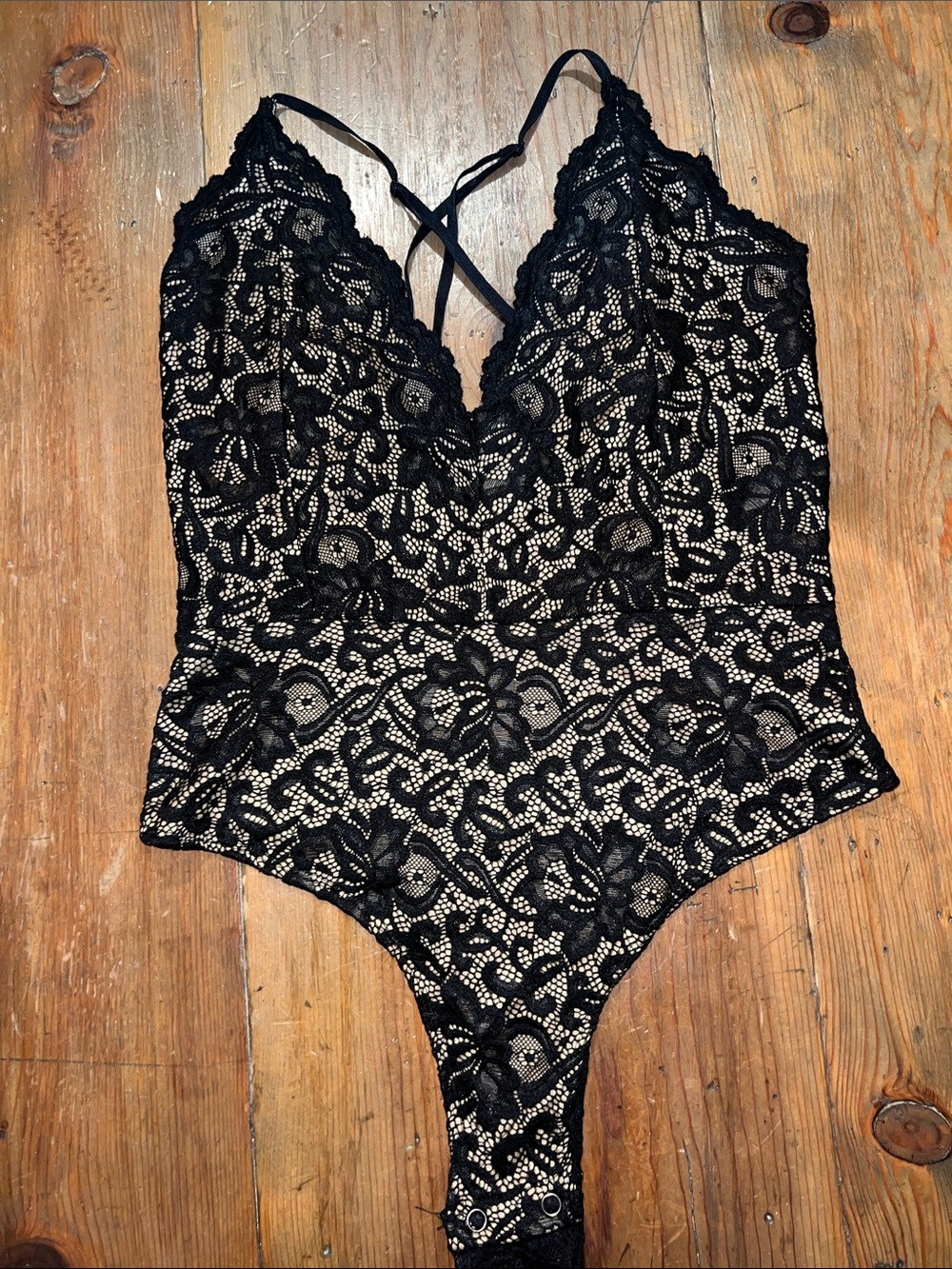 Windsor Black Floral Lace Bodysuit Thong Whimsigoth Sz L